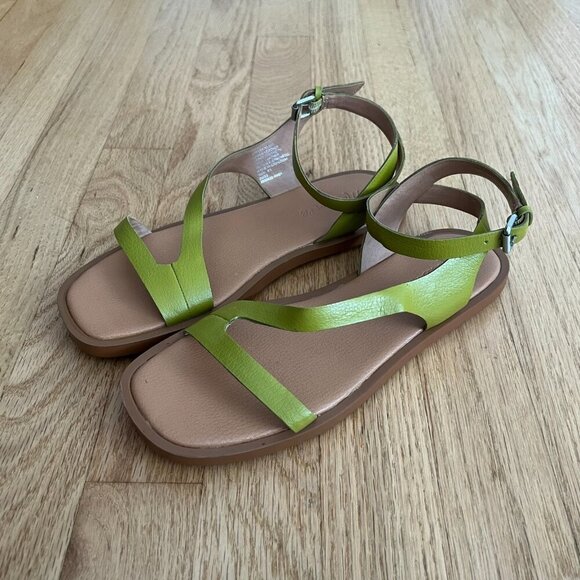 Madewell The Mabel Strappy Leather Sandals Citrus Lime Women's Size 6.5 - Picture 1 of 10